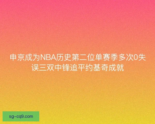 申京成为NBA历史第二位单赛季多次0失误三双中锋追平约基奇成就